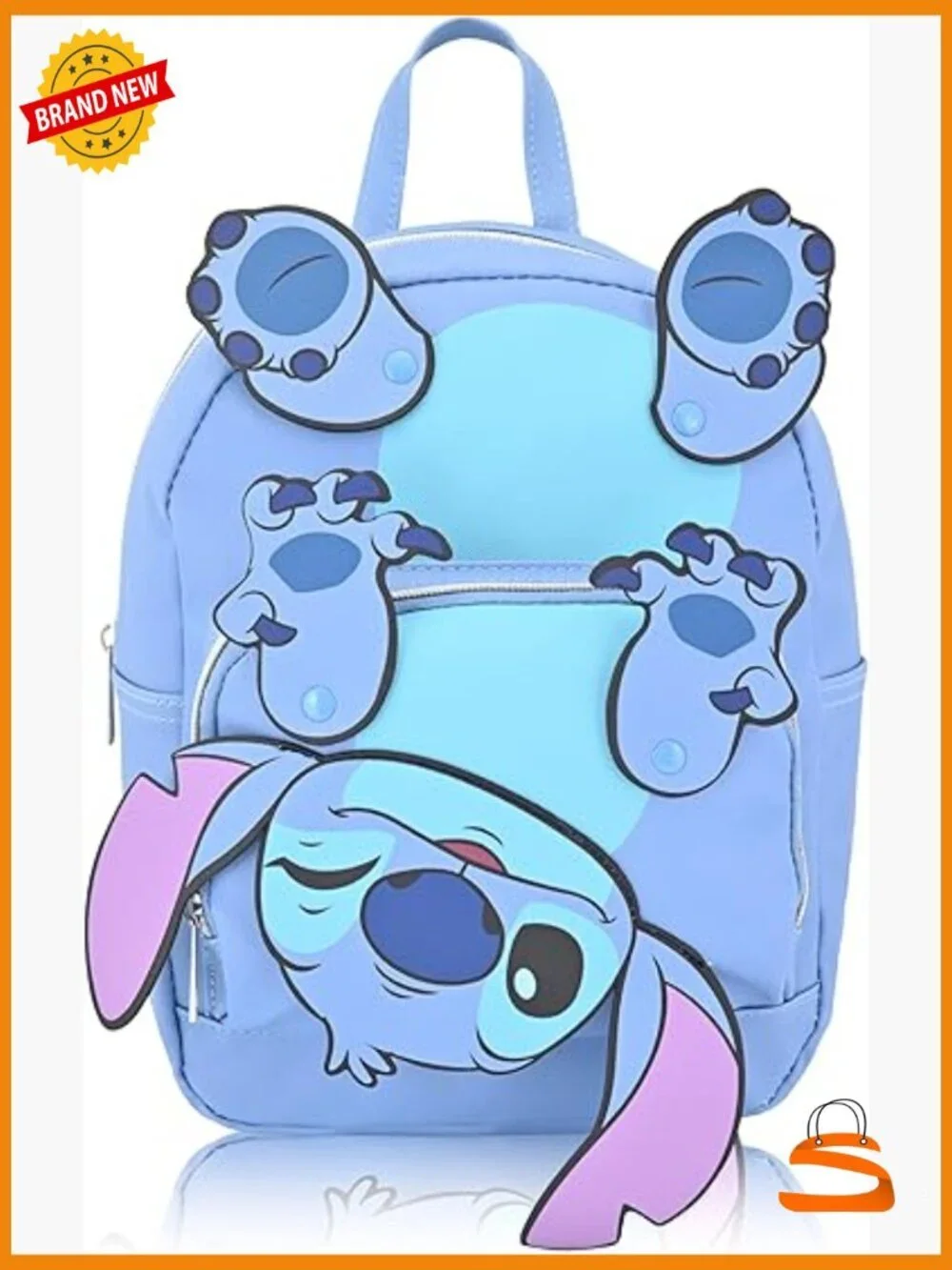 Disney Stitch Mini Backpack with Movable Arms, Lightweight Faux Leather Bookbag